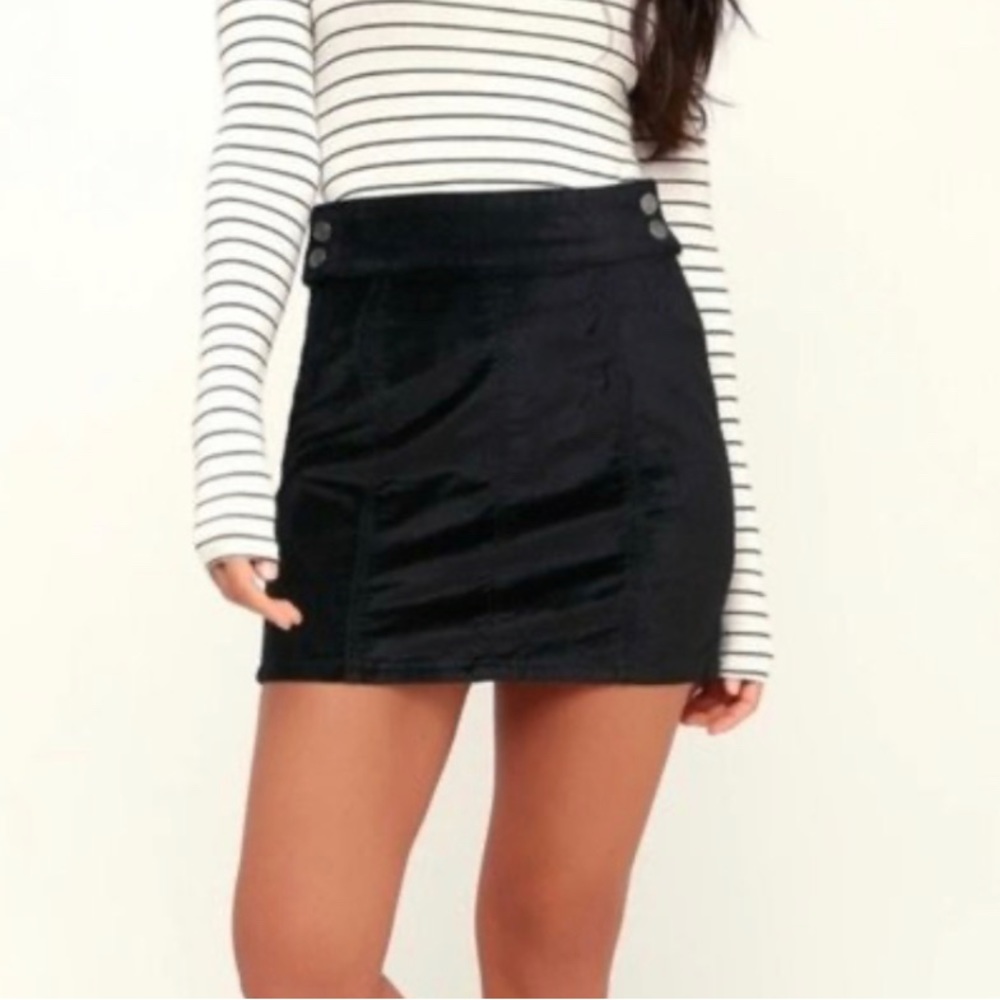 black velvet free people mini skirt
